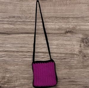 Purple and Black Crochet Shoulder Bag
